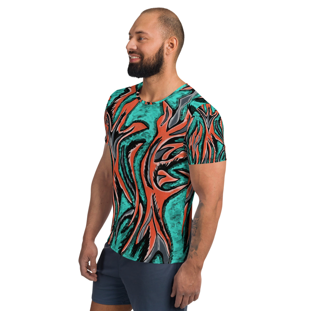 Teal Python Men's Athletic T-shirt